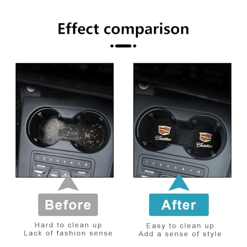 Car Cup Holder Coaster for Cadillac Escalade CT4 CT5 CT6 ATS CTS SRX XT5 Cupholder Coaster Interior Accessories 2.75in 2Pieces Black - color: Black-02