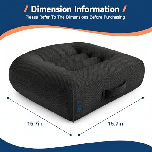 Car Booster Seat Cushion for Adults,Memory Foam Heightening Wedge Seat Pad,Elevated Chair Cushion to Improve Driving Vision(15.7×15.7×5.9inch,Black)