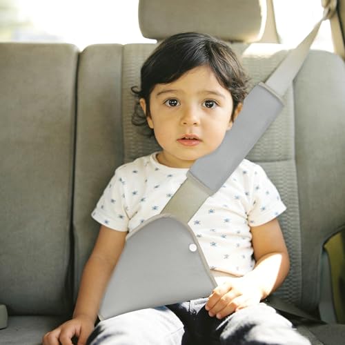 Kids Seat Belt Cover Pads, Universal Seat Belt Adjuster for Kids, HNHUAMING Kid's Shoulder & Belly Protective Padding for Travel, Soft Breathable Car Seat Straps Pads for Children, Gray - color: gray