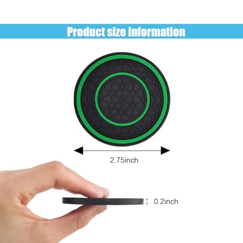 2PCS Car Cup Holder Coasters, 2.75 Inch Auto Non-Slip Anti Dust Cup Mats, Console Cup Holder Insert Coaster Auto Insulated Mats, Universal Interior Accessories for Most Cars (Green) - color: Green