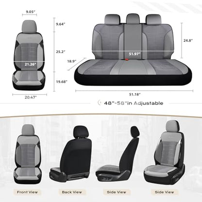 Coverado Air Mesh Seat Cover, Car Seat Cover Front Seats, 3D Breathable Seat Protectors Sports Carbon Fiber Design Airbag Compatible Comfort Universal for Most Cars, Van,Trucks, SUV, Grey
