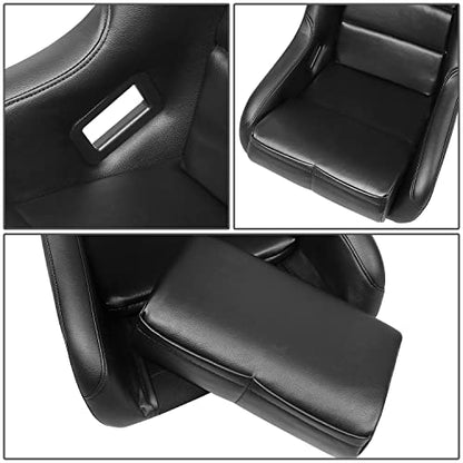 NRG Innovations FRP-302BK-V Bucket Racing Seat Double Layer FRP Black Vinyl Wrapped Mixed-density Foam 5 Point Harness Compatibility - color: Black