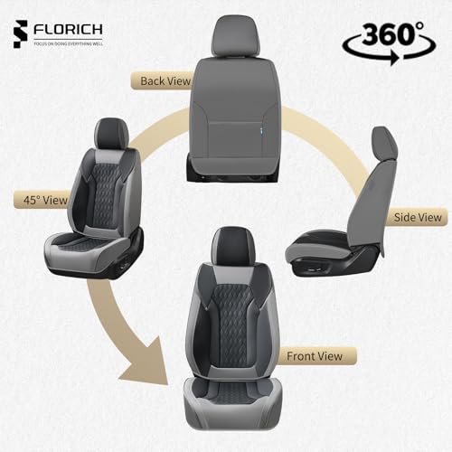 Seat Covers, Car Seat Covers Front Seats, Luxury Nappa Leather Seat Covers, Breathable and Waterproof Car Seat Protector 2 Seat, Automotive Seat Covers Universal for Most Cars-Gray&Black