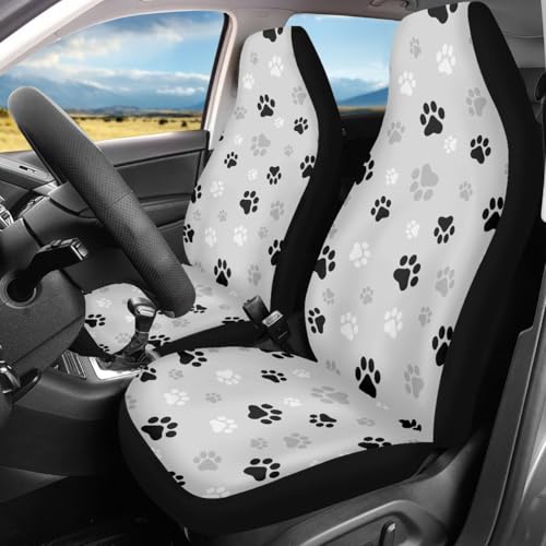 Pehede Car Seat Cover Dog Paw Print Front for Cars, Easy to Install Cover Set, Accessories Auto Trucks Van SUV,2 Packs - color: Multi09