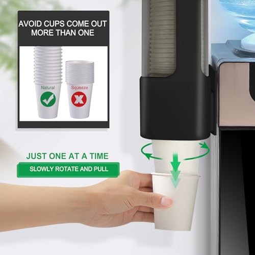 Cup Dispenser, Wall Mounted Water Cooler Cup Dispenser for 3oz-5oz Disposable Cups, Bathroom Cup Holder, Plastic Paper Cup Dispenser with Adhesive/Screw Mount for Office, Hospital, Bathroom - color: Black