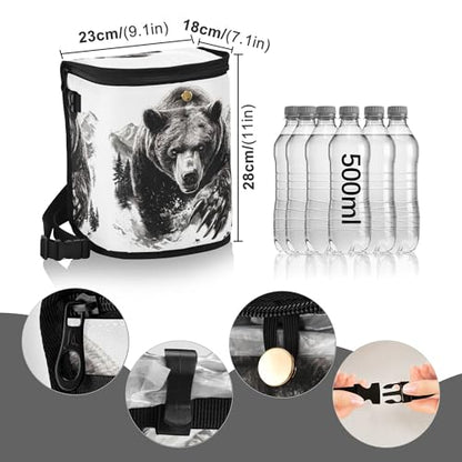 MNSRUU Car Trash Can with Lid, Bear Car Trash Bag Hanging Organizers and Storage for Front Back Seat, Leak-Proof Trash Bin - color: Bear A16970