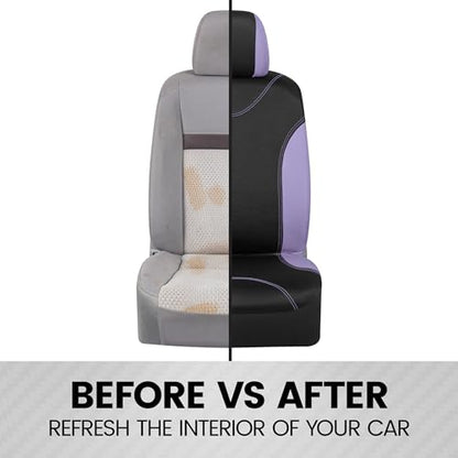 BDK UltraSleek Purple Seat Covers for Cars, Two-Tone Front Seat Covers with Matching Back Car Seat Cover, Made to Fit Most Auto Truck Van SUV, Interior Car Accessories, Full Set - color: Purple