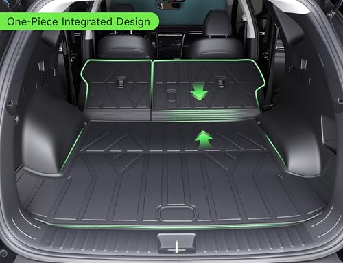 Cargo Trunk Mat with Backrest Mats for Kia Telluride 2020-2025(7/8 Seat),All Weather Protection TPE Heavy Duty Cargo Liner Telluride Accessories,Black - size: Kia Telluride 2020-2025