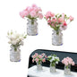 3 PCS Mini Daisy Flower Car Dashboard Decoration, Cute Glass Vase Car Interior Accessories for Women, Self-Adhesive Daisy Dashboard Ornament, Universal for Most Cars Trunks SUVs