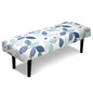 Stretch Bench Cover, Seat Cushion Protector, Washable Slipcover, Printed Rectangle Cover for Dining Room, Living Room, Kitchen - color: Blue-and-white Leaves