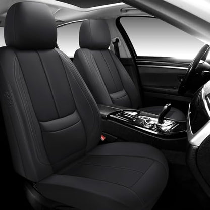 Full Coverage Leather Car Seat Covers,Waterproof Seat Covers for Cars,SUVs Pick-up Truck, Car Seat Cushion,Car Seat Protector,Front Seat Cover,Black Seat Cover with 2 Seats