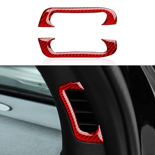 A Pillar Air Vent Decals for 2011-2020 Dodge Durango / 2011-2021 Jeep Grand Cherokee WK2 Accessories Carbon Fiber Interior Stickers, Red - color: A Pillar Air Vent