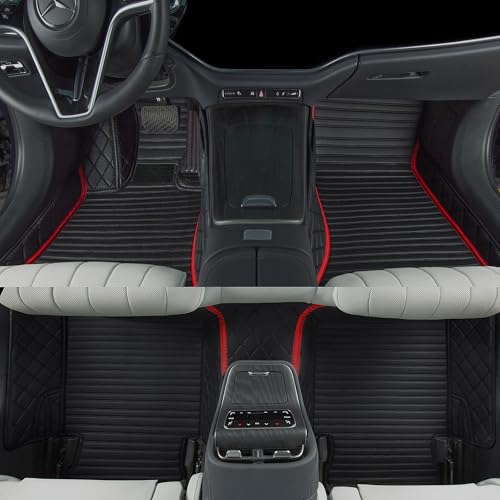 Customized car Floor mats are Suitable for 99% of Vehicle Models (sedans/Trucks/SUVs), Anti-Slip Floor mat Leather Set Provides Comprehensive Protection for the Original car Carpet. (2+1Red) - color: 2+1Red