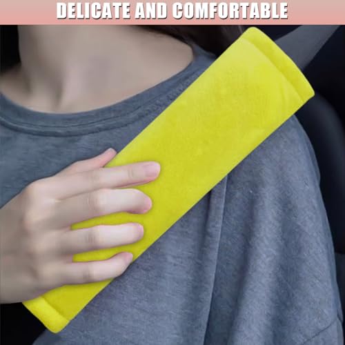2PCS Car Seat Belt Pads Cover - Soft Fluff Car Seat Belt Shoulder Strap Cover Harness Pad Protect Your Neck - Universal Comfortable Seatbelt Strap Cushion for Most Cars & Backpacks (Yellow) - color: Yellow