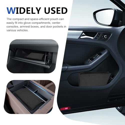 Glove Box Compartment Organizer, Car Registration and Insurance Holder, Oxford Cloth Multi-Pocket Portable Document Case with Smooth Zipper for Auto License Card (Black)