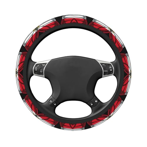 Butterfly Egyptian Flag Breathable Neoprene Steering Wheel Cover - Anti-Slip Floral Design Universal Fit for Cars/Trucks/Suvs (14.5"-15" Inch) - color: Butterfly Egyptian Flag