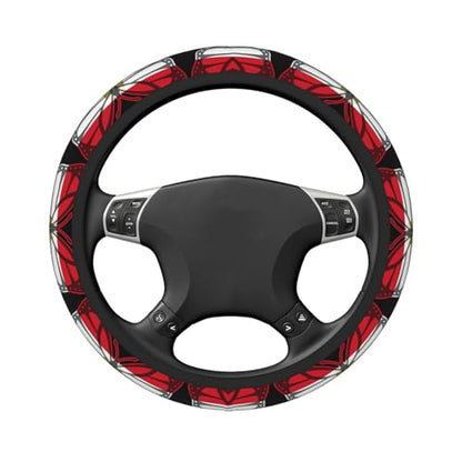 Butterfly Egyptian Flag Breathable Neoprene Steering Wheel Cover - Anti-Slip Floral Design Universal Fit for Cars/Trucks/Suvs (14.5"-15" Inch) - color: Butterfly Egyptian Flag