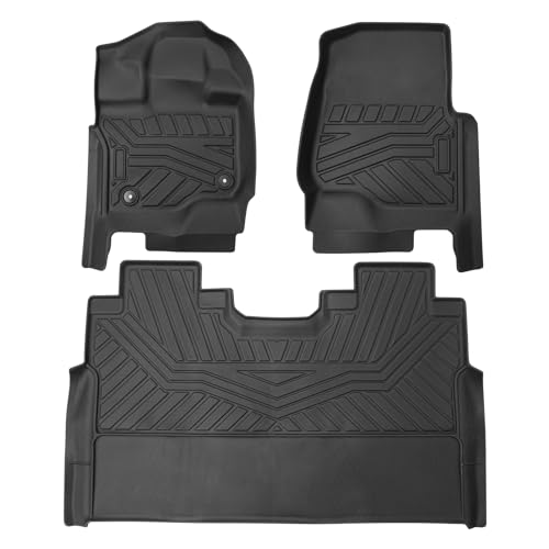 Floor Mats for 2015-2025 Ford F-150 SuperCrew/F150 Lightning Accessories All Weather Floor Liner 3D TPE 1st & 2nd Row Floor Mat Heavy-Duty Floor Liners - size: 3)Ford F-150 SC & Lightning｜15-25｜1st & 2nd Row