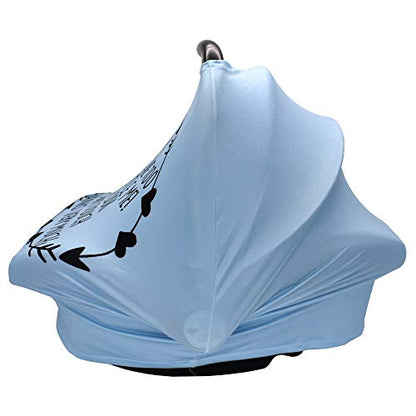 Metplus Car Seat Cover Baby, No Touch Sign Carseat Canopy, Nursing Breastfeeding Covers, Stretchy Universal Fit, Multi-Use for Stroller/Shopping Cart/High Chair, Gender Neutral Shower Gift - color: Sky Blue
