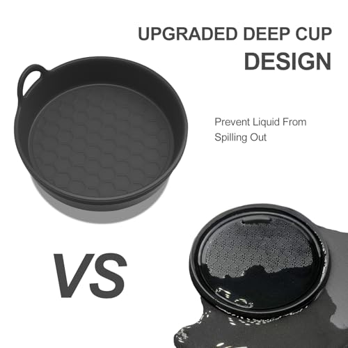 Car Cup Holder Coaster, 4 Pack Universal Car Coasters for Cup Holders, Silicone Non-Slip Vehicle Cup Holder Insert Pads, Insulation Shockproof Drink Mat Car Interior Accessories(Black)