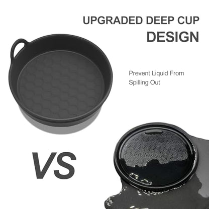 Car Cup Holder Coaster, 4 Pack Universal Car Coasters for Cup Holders, Silicone Non-Slip Vehicle Cup Holder Insert Pads, Insulation Shockproof Drink Mat Car Interior Accessories(Black)