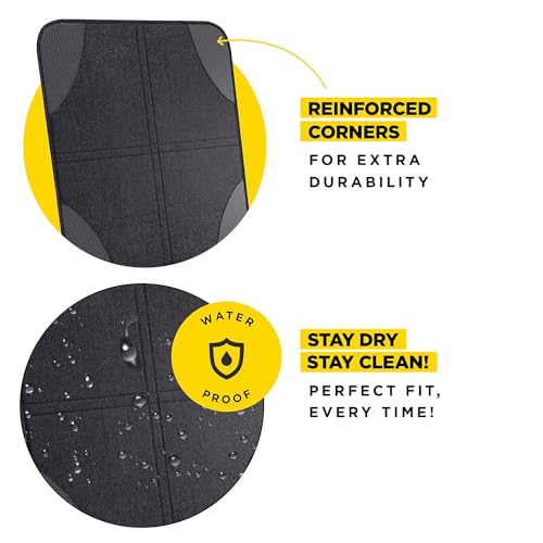 Car Seat Protector for Baby and Child – Non-Slip, Thick Padded Cover with 2 Mesh Pockets – 1 Pack - color: Black - 2 Pocket