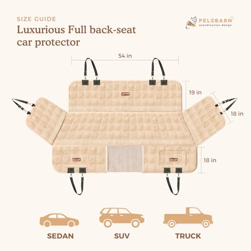 Luxurious Full Backseat Protector for Dogs with Calming Blanket - Waterproof Pet Hammock Machine Washable (Beige) - color: Beige