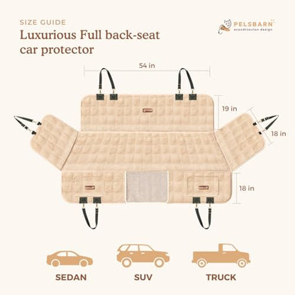 Luxurious Full Backseat Protector for Dogs with Calming Blanket - Waterproof Pet Hammock Machine Washable (Beige) - color: Beige