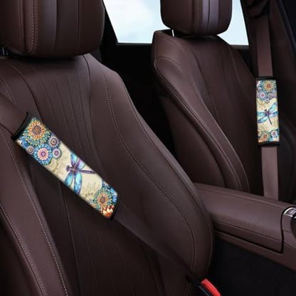 Dreaweet Seatbelt Covers for Women Boho Dragonfly Print Seat Belt Covers 2 Pack Car Seat Belt Cover for SUV Truck Sedan Soft Seat Belt Cushion Shoulder Strap Pads - color: Boho Dragonfly