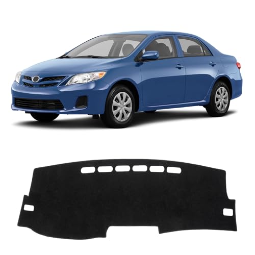 KUST Black Dash Cover Compatible with Toyota Corolla 2009-2013 (Not fit for Corolla Cross) Dashboard Cover Accessories for Corolla Non-Slip Polyester Dashboard Mat Center Console Sunshield Protector - size: Corolla 09-13(Black)