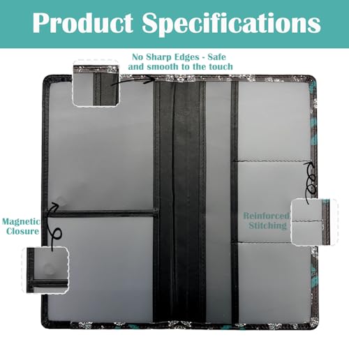 Car Registration and Insurance Holder with Magnetic Closure, Universal Document Organizer for License, Insurance Cards & Glove Box Storage (Leopard-Green and Silver) - color: Leopard-Green and Silver