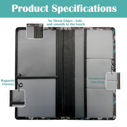 Car Registration and Insurance Holder with Magnetic Closure, Universal Document Organizer for License, Insurance Cards & Glove Box Storage (Leopard-Green and Silver) - color: Leopard-Green and Silver