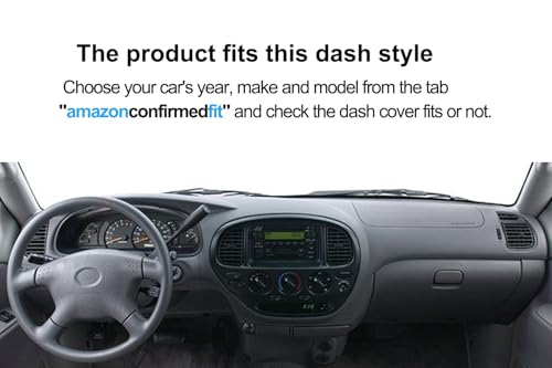 Dash Cover Mat Custom Fit for 2000-2006 Toyota Tundra/ 2001-2007 Toyota Sequoia, Dashboard Cover Pad Carpet Protector F125 (Black)