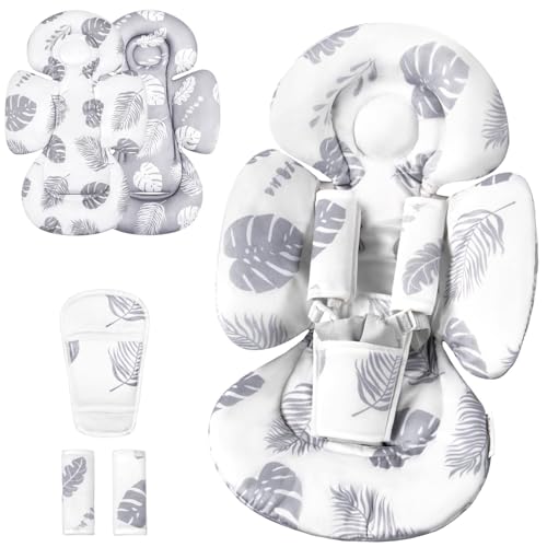 Generic Infant Car Seat Insert Compatible with Mamaroo Swing & Graco Swing and Infant Car Seat, Newborn Insert Baby Head Body Support, Reversible Design, Breathable Soft Fabric, 1Pcs - Grey Leaf - color: Grey Leaf