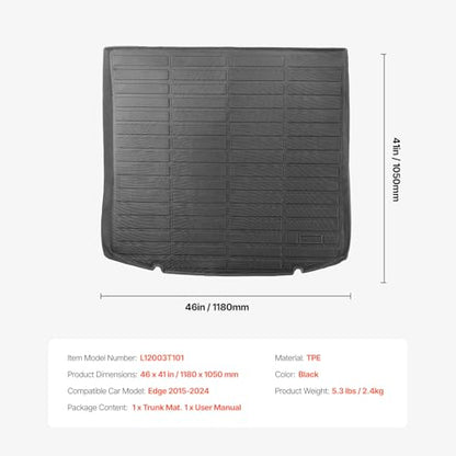 VEVOR Cargo Mat Compatible with Ford Edge 2015-2024 & Ford Edge ST 2020-2024, Precise Fit Trunk Mat for SUVs, TPE Trunk Protector Replacement, Black (1PCS) - style: Ford Edge 2015-2024/Ford Edge ST 2020-2024