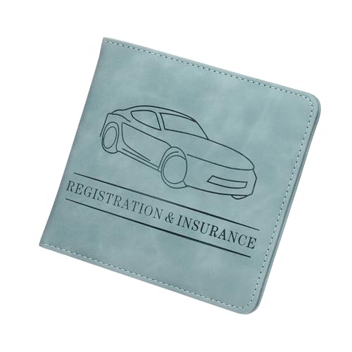 HARFINGTON Car Registration and Insurance Holder 5.63" x 5.31" PU Leather Vehicle Glove Box Organizer Storage Accessories Men Women Car ID Holder for License ID Card Bank Card, Green - color: Green