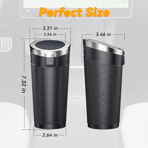 Car Trash Can Bin with Lid, Leakproof Garbage Can for Vehicle, Mini Trash Bin with 90 Attached Trash Bags, Easy to Clean Cup Holder Trash Can for Car, Home, Office - color: Black&Silver 1