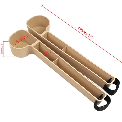 Car Seat Gap Filler, Multifunctional Seat Side Gap Filler with Cup Holder & Organizer, Gap Stopper Universal Fit Car SUV Truck Fill The Gap Between Seat & Console Set of 2 (Beige) - color: Beige