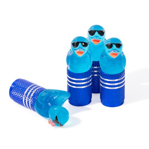 Rislobx 4Pcs Tire Valve Stem Cap Cover for Car SUV Truck, Valve Cover with Funny Duck Sunglasses, Decorative Tire Valve Caps Wheel Accessories (Blue Sunglasses Duck) - color: Blue