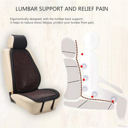 Blueshyhall Cooling Wooden Beaded Car Seat Cover Comfortable Massage Support Cushion for SUV Auto Office Home Seat Chair - Red 2 Pcs - color: Red