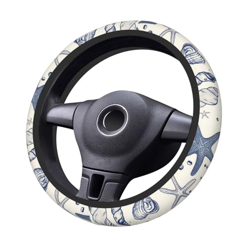 Car Steering Wheel Cover with Anti-Slip Lining, Universal 15 inch Wheel Cover, Fashion Car Interior Accessories for Women Men - Sea Starfish Shells - color: Sea Starfish Shells