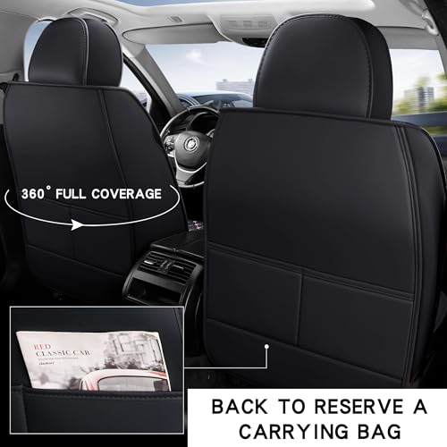 Leather Car Seat Covers,Full Coverage Seat Covers Full Set with Fix Lumber Support,Universal Automotive Seat Covers for Cars,SUVs,Trucks and Sedans (Black&Pink, Full Set) - color: Black&Pink