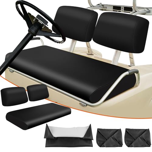 Golf Cart Front Seat Covers Black Micro Fiber Leather Seat Covers Replacement for Club Car DS 1982-2000, Staple On - color: Black, size: Club Car DS 1982-2000