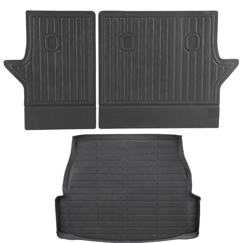 VEVOR Cargo Mats Compatible with Toyota RAV4 2019-2024, Custom Fit TPE Cargo Liner Set for SUVs, Trunk and Rear Back Seat Protector Replacement, Black, Trunk Mat and Backrest Mats - style: Toyota RAV4 2019-2024
