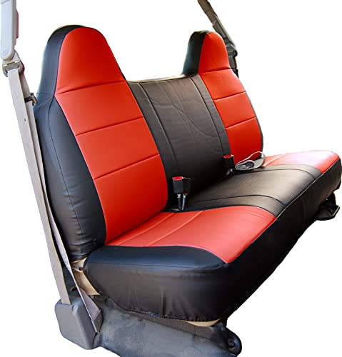Custom-FIT Artificial Leather Front Bench seat Covers Designed for Ford F-250 350 450 (Black/Red) - color: Black/Red