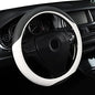 Microfiber Leather 15" Universal Fit Car Steering Wheel Cover, Elastic Nonslip Breathable and Odorless, Grey & White