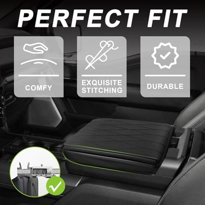 Center Console Armrest Cover Fit for Ford F-150 F150 2021-2025 2026 Accessories, Comfort Armrest Pad Console Lid Cushion Vegan Leather 1-Inch Extra Thick(WorkSurface ONLY) - size: 2) 21-25 |F150| WorkSurface, +Thick