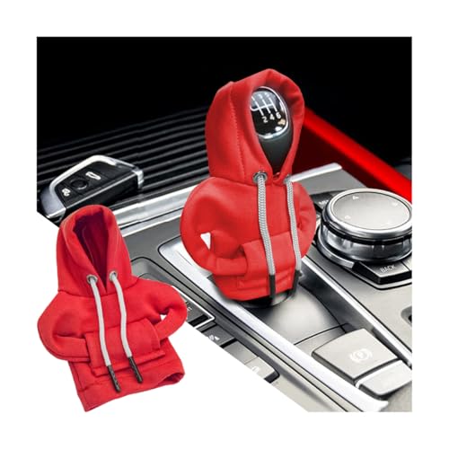 BELOMI Car Gear Shift Cover, Fashionable Hoodie Automotive Gear Shift Knob Protector, Mini Sweater Shirt Gear Shift Knob Cover, Universal Car Decor Accessories (Red) - color: Red, size: 1 Piece