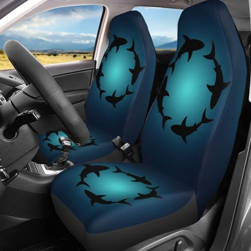 Dujiea Sea Animals Shark Car Front Seat Covers 2 Pcs Universal Auto Seat Covers Front Seats Only, Vehicle Bucket Seat Protectors Fit for Most Car SUV Sedan and Truck - color: Sea Animals Shark