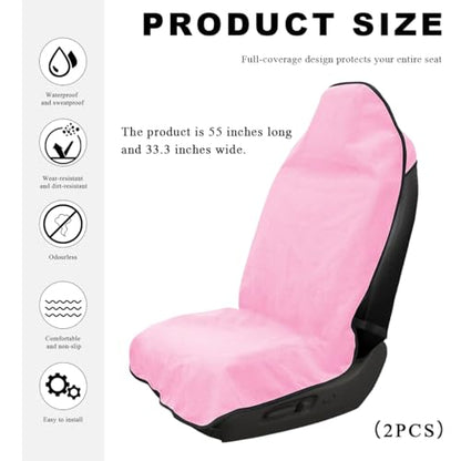 DXNQ 2PCS Car Towel Seat Cover, Waterproof Sweating Non-Slip Premium Soft Towel Carseat Protector, Universal Machine Washable Car Truck SUV Front Seat Cover for Gym Workout Beach Hiking (Pink) - color: Pink, 2pcs, Front